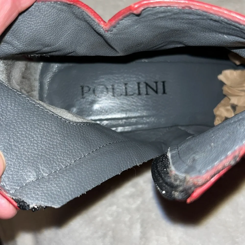 Pollini Vintage Woman’s Red Leather Heeled Ankle Boots Sz 36